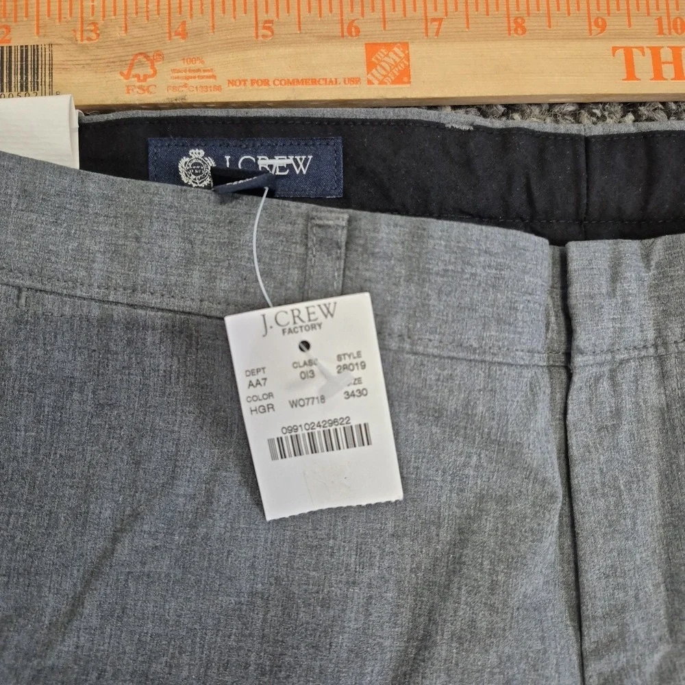 J. Crew Bedford Pants Mens 34x30 Gray Slim Fit Chino Khaki New Cotton